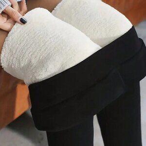 Black Casual Womens Solid Fuzzy Pants